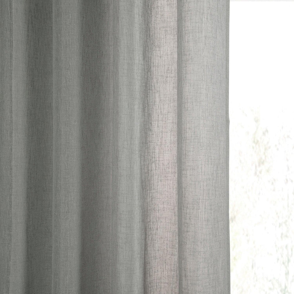 Paris Greige Grommet Textured Faux Linen Sheer Curtain - HalfPriceDrapes.com