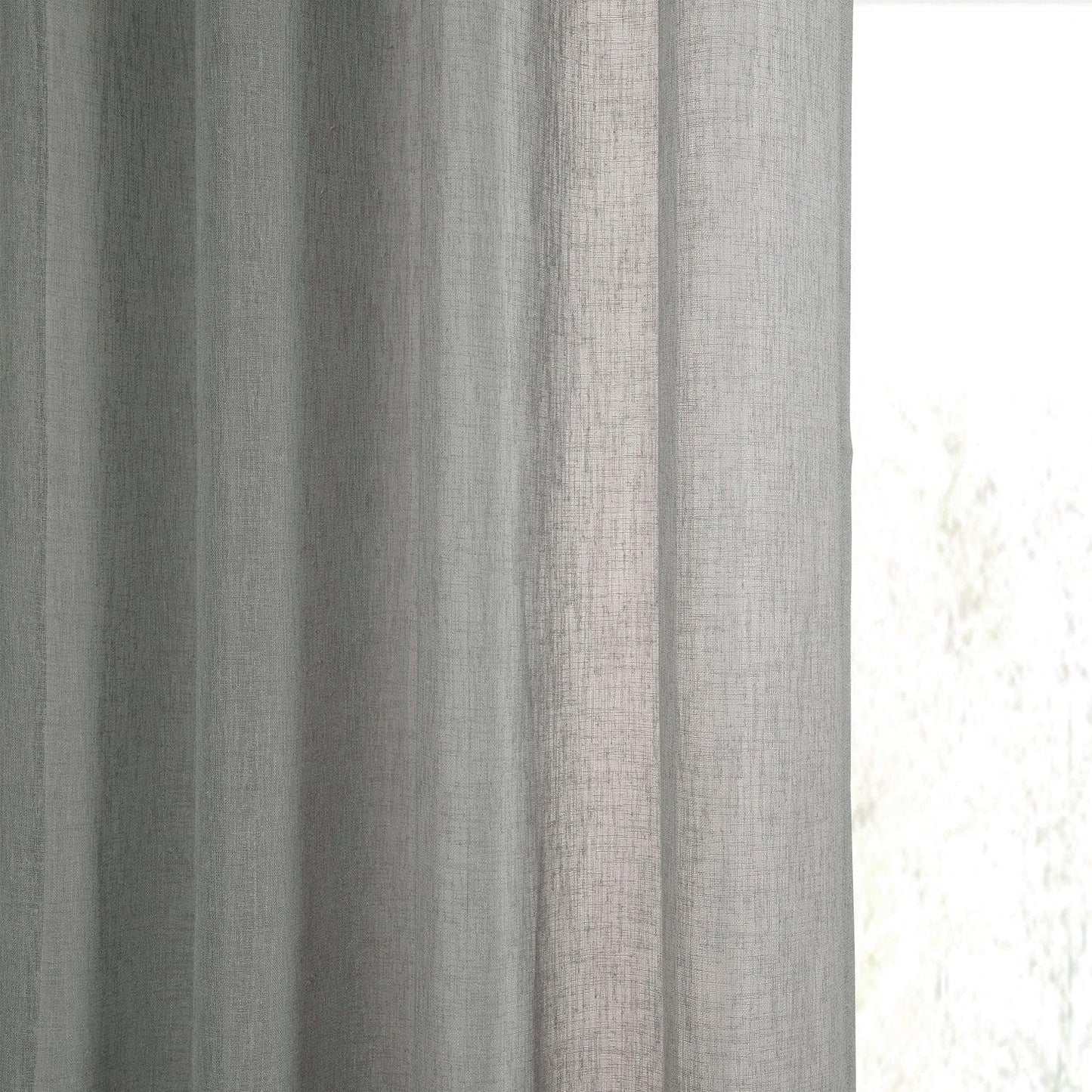 Paris Greige Grommet Textured Faux Linen Sheer Curtain - HalfPriceDrapes.com