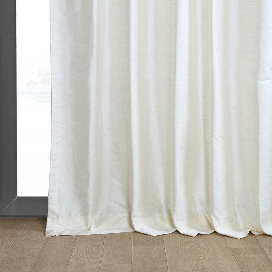 Lily White Textured Dupioni Silk Curtain - HalfPriceDrapes.com