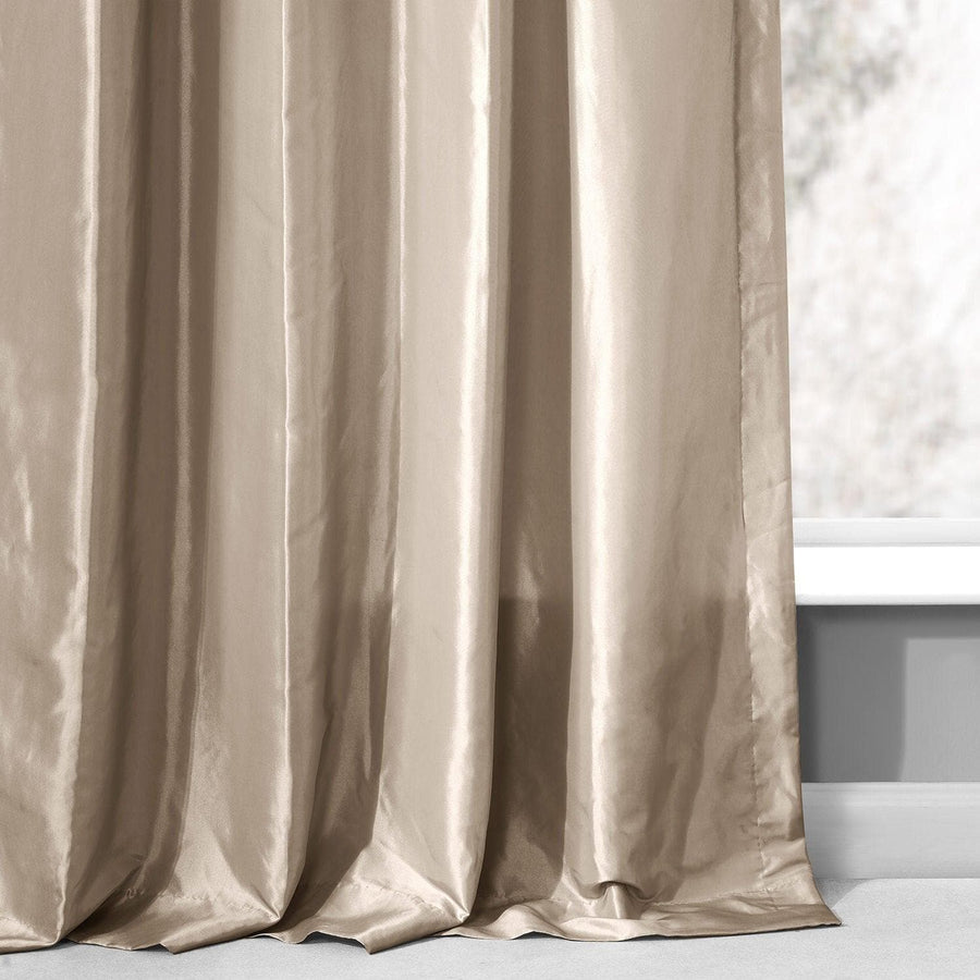 Antique Beige Ruched Solid Faux Silk Taffeta Curtain - HalfPriceDrapes.com