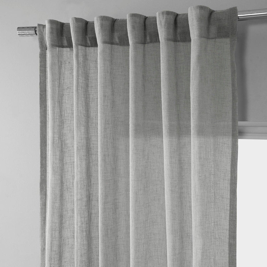 Paris Greige Textured Faux Linen Sheer Curtain - HalfPriceDrapes.com