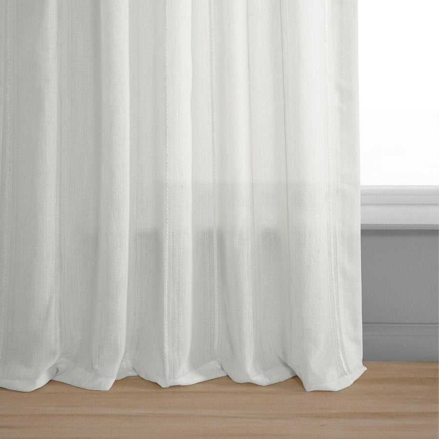 Aruba Cream Striped Linen Sheer Curtain - HalfPriceDrapes.com