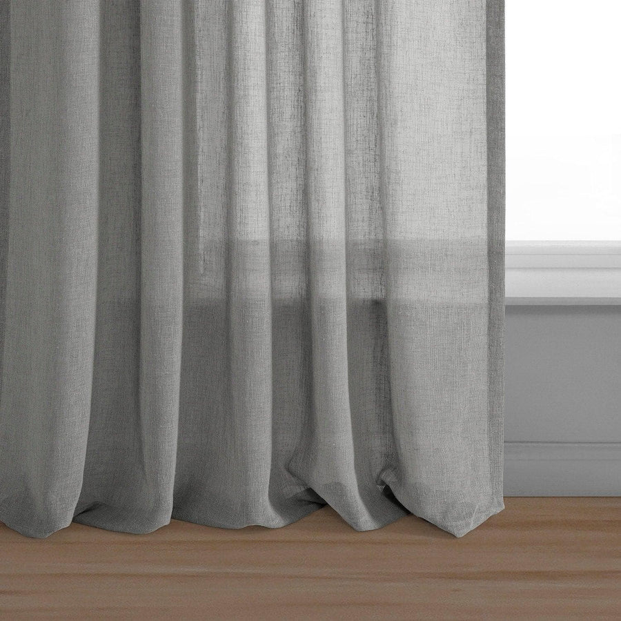 Paris Greige Textured Faux Linen Sheer Curtain - HalfPriceDrapes.com