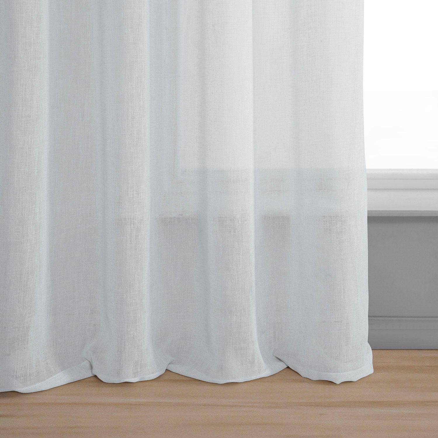 Aspen White Grommet Textured Faux Linen Sheer Curtain - HalfPriceDrapes.com