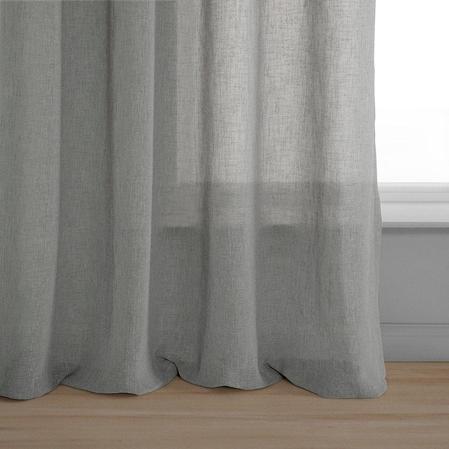 Paris Greige Grommet Textured Faux Linen Sheer Curtain - HalfPriceDrapes.com