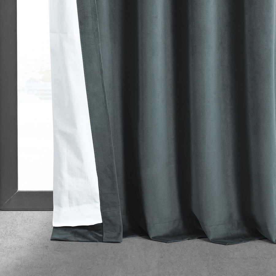 Seared Grey Signature Velvet Room Darkening Curtain Pair (2 Panels) - HalfPriceDrapes.com