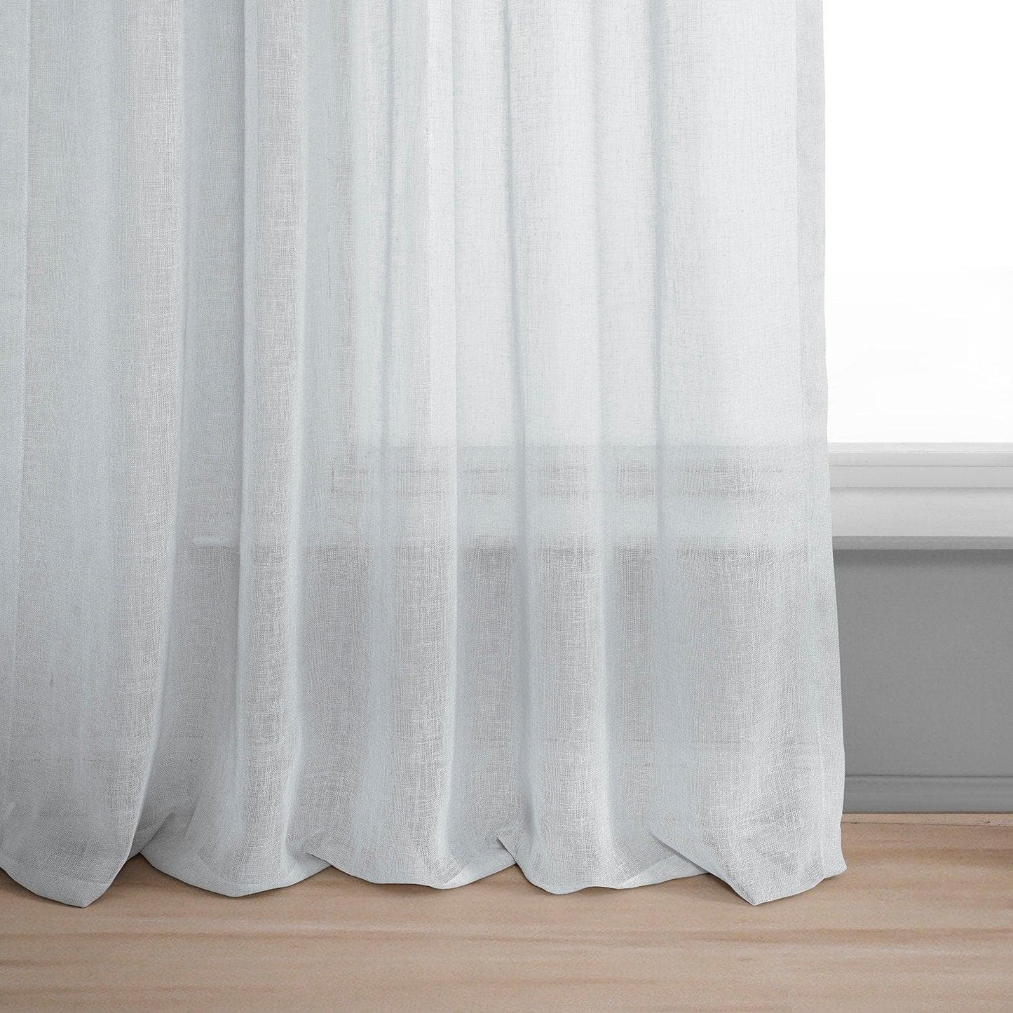 Aspen White Textured Faux Linen Sheer Curtain - HalfPriceDrapes.com
