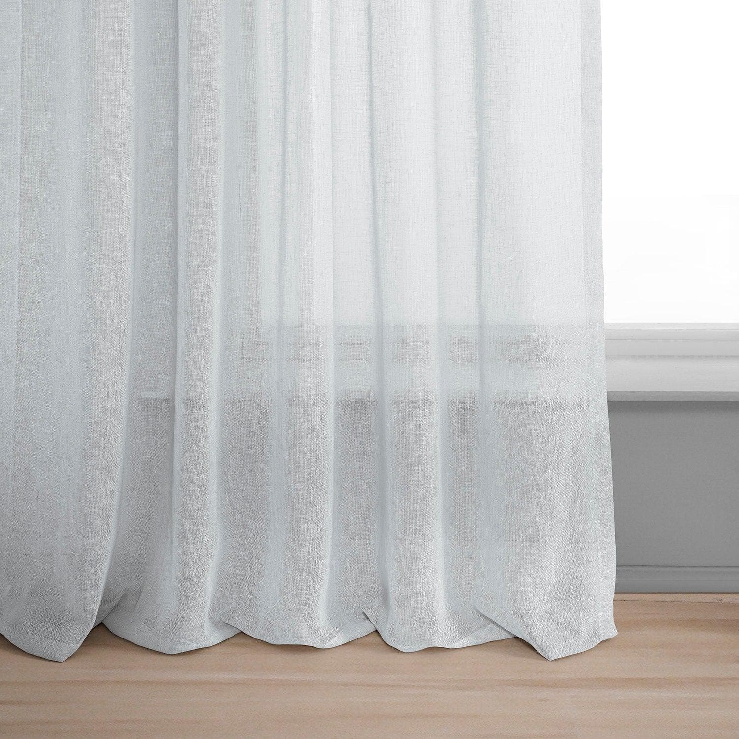 Aspen White Textured Faux Linen Sheer Curtain - HalfPriceDrapes.com