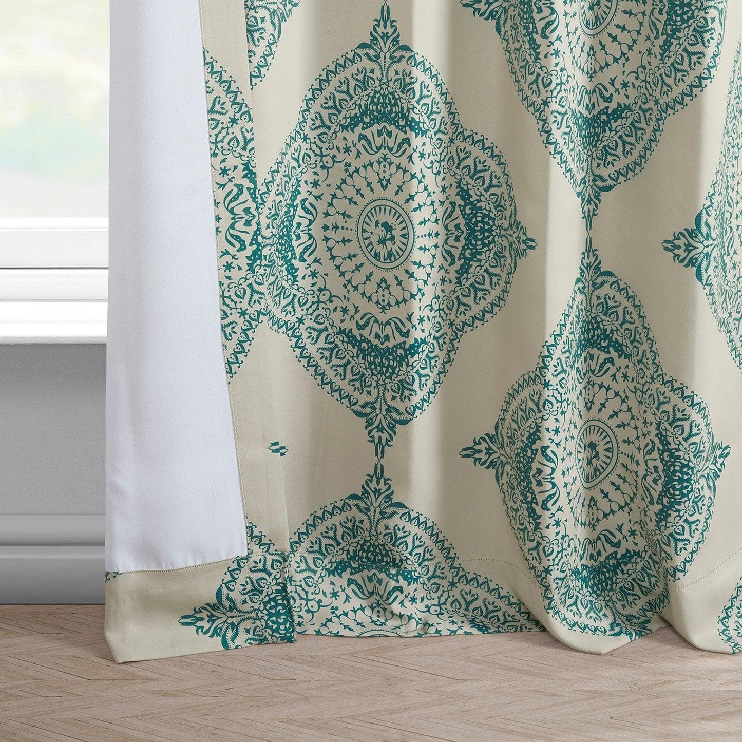 Henna Teal Room Darkening Curtain - HalfPriceDrapes.com