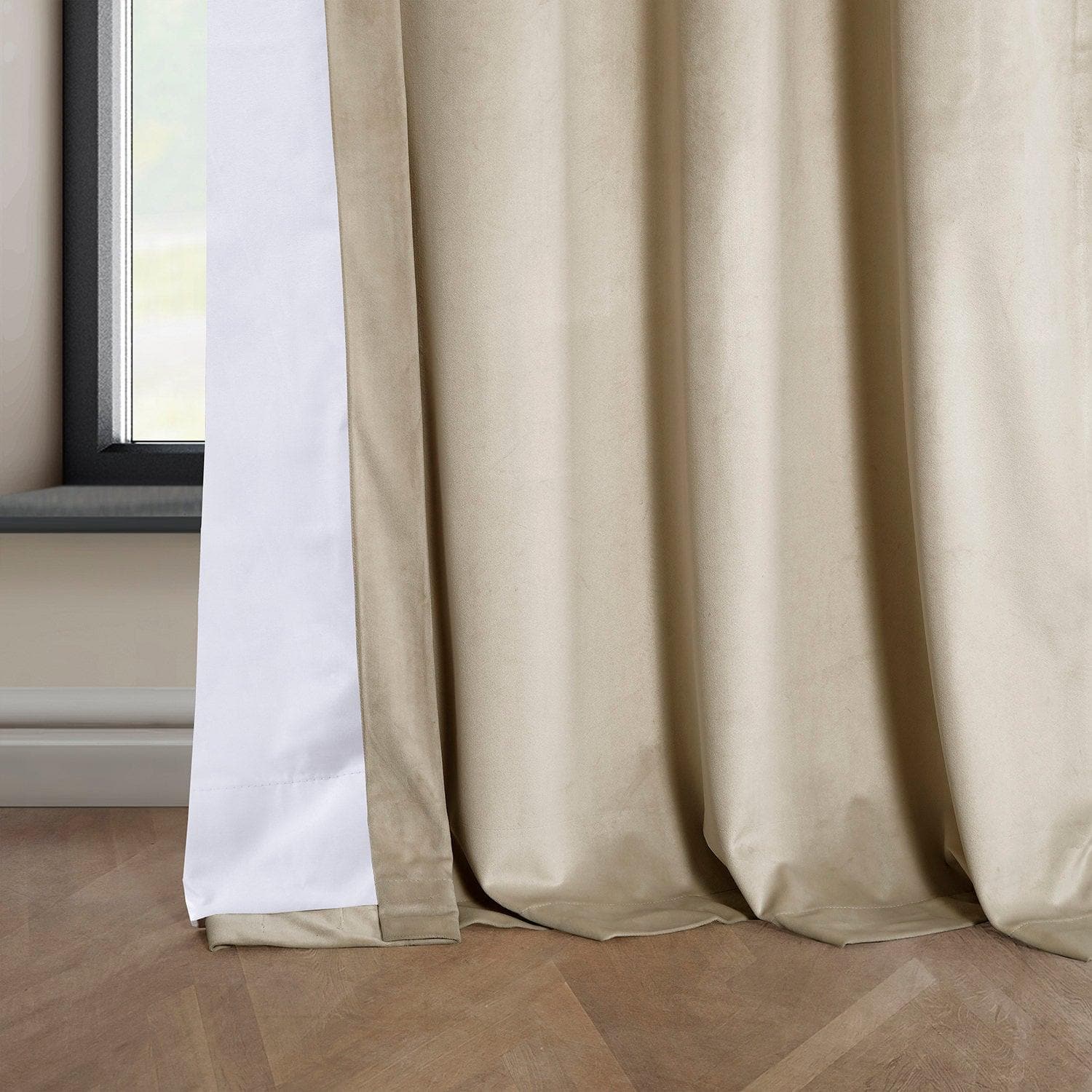 Angora Beige Signature Plush Velvet Hotel Blackout Curtain - HalfPriceDrapes.com
