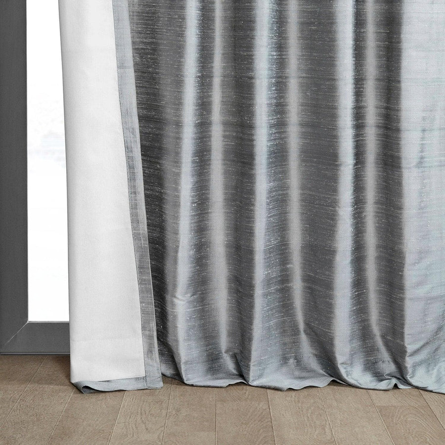 Mineral Grey Textured Dupioni Silk Curtain - HalfPriceDrapes.com
