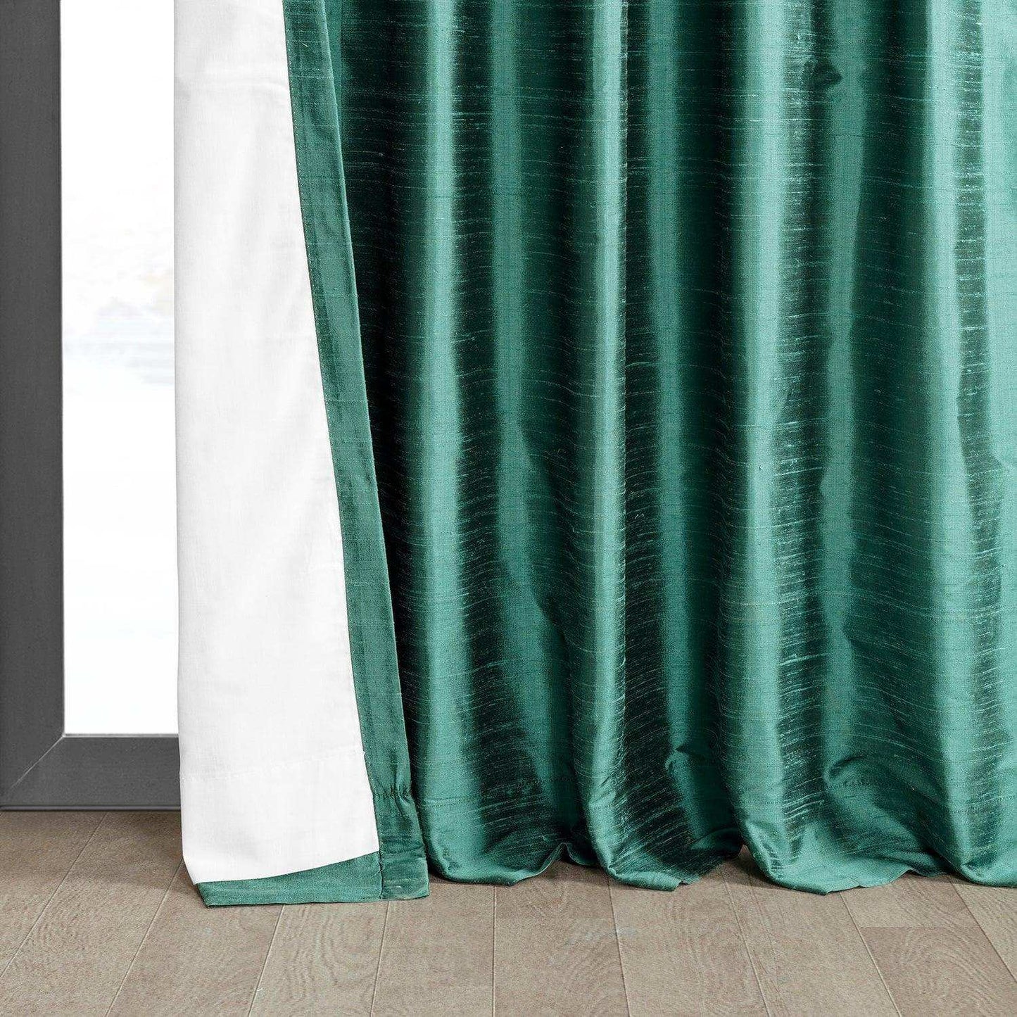Carnival Green Textured Dupioni Silk Curtain - HalfPriceDrapes.com