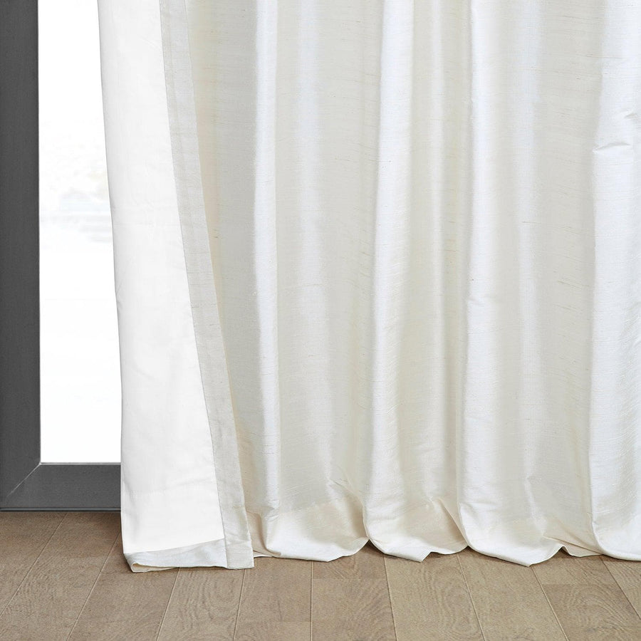Lily White Textured Dupioni Silk Curtain - HalfPriceDrapes.com