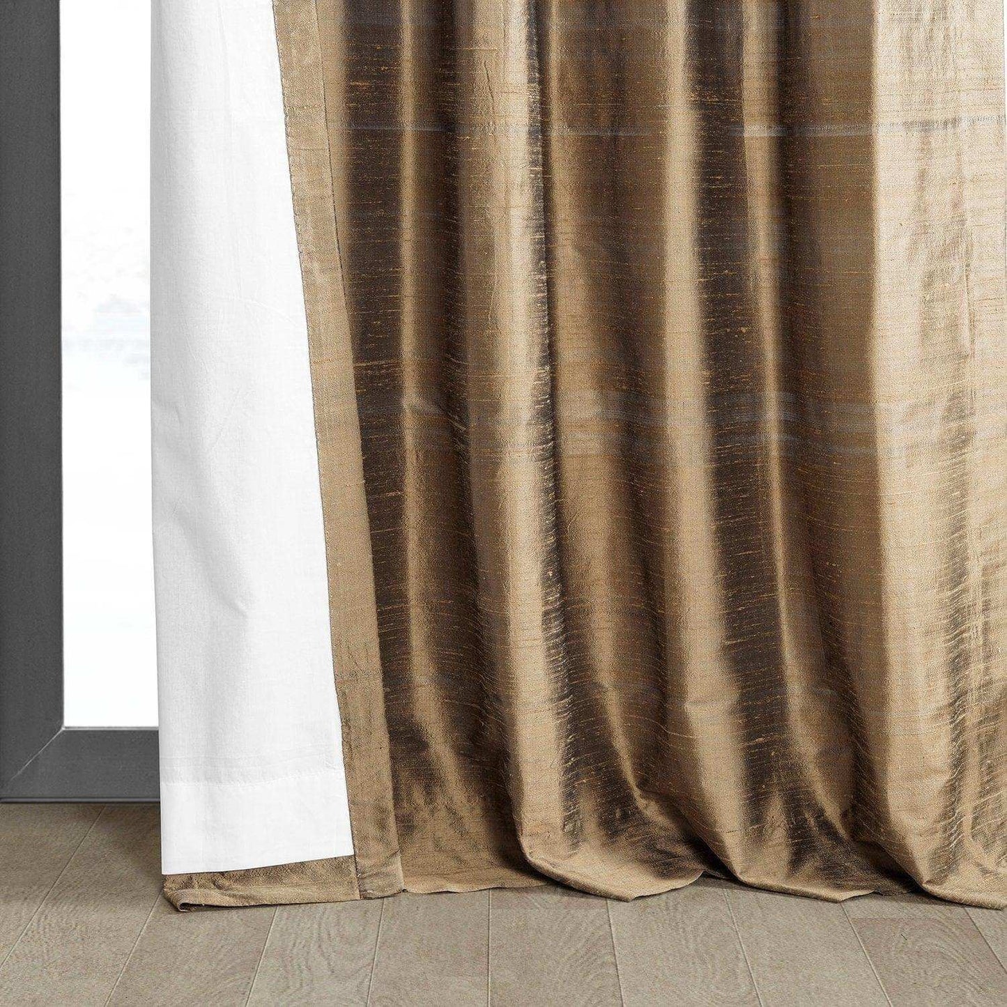 Mocha Textured Dupioni Silk Curtain - HalfPriceDrapes.com
