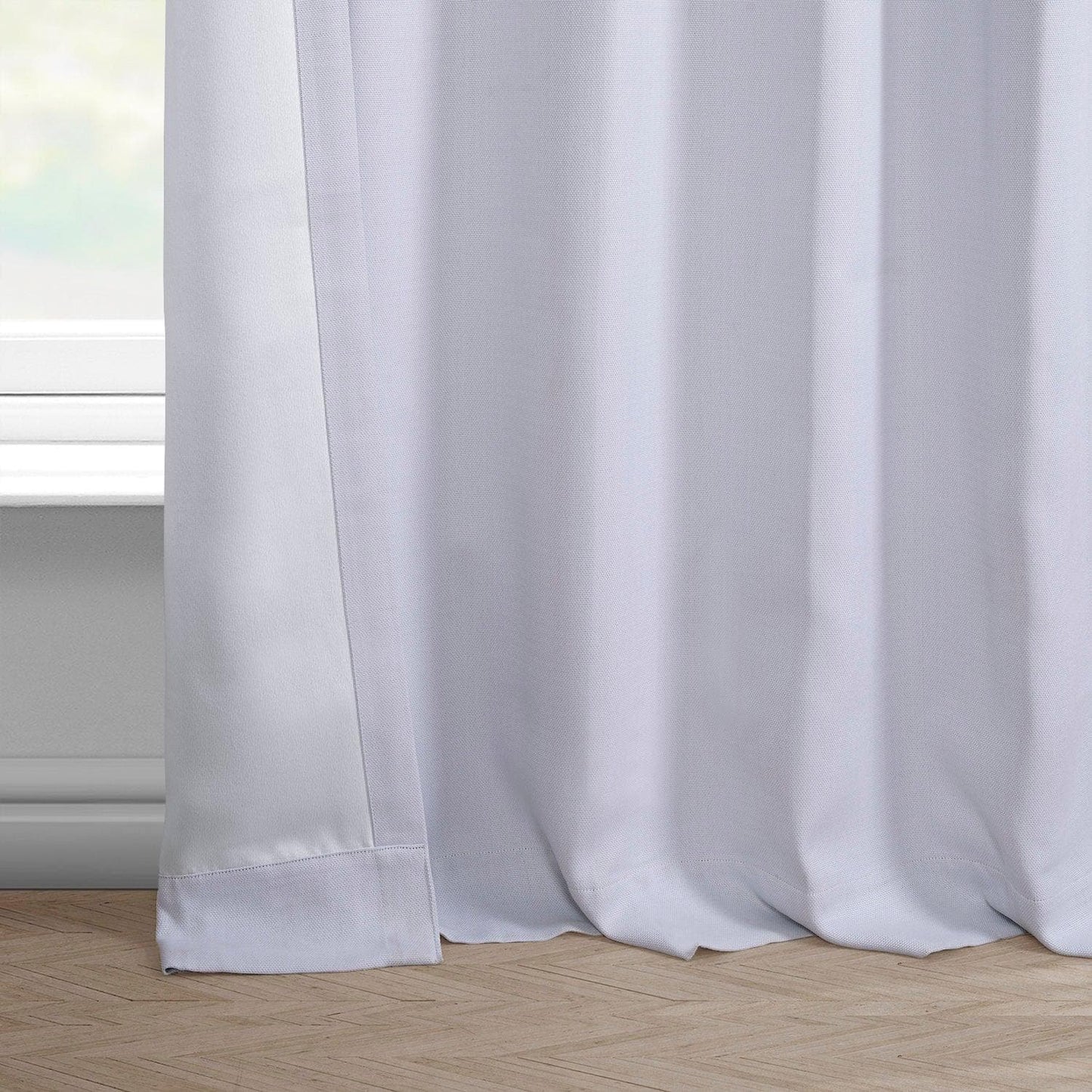 Temple Garden Blue Printed Faux Linen Room Darkening Curtain - HalfPriceDrapes.com