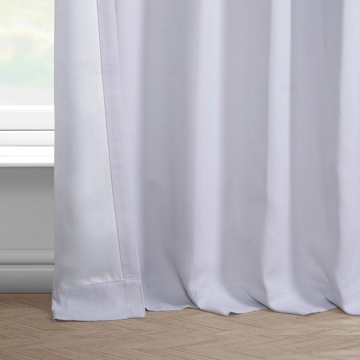 Temple Garden Blue Printed Faux Linen Room Darkening Curtain - HalfPriceDrapes.com