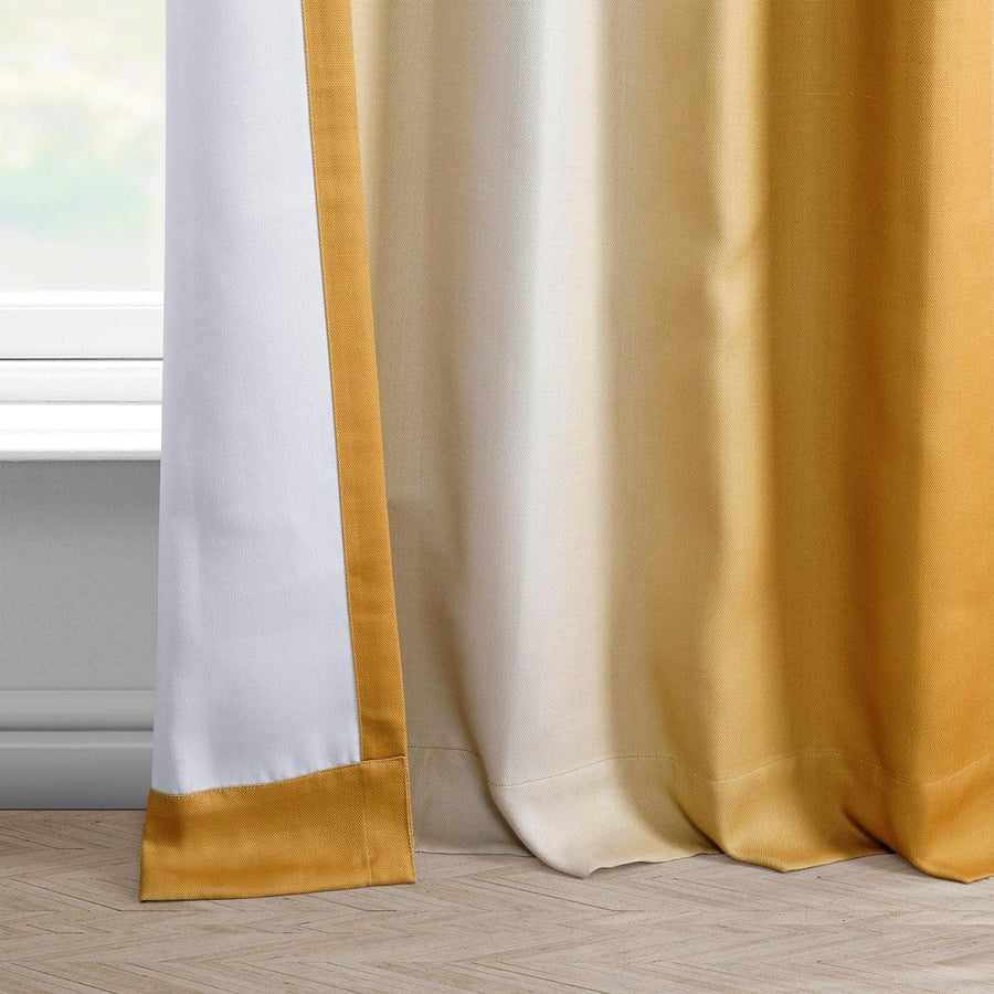 Parallel Gold Printed Faux Linen Room Darkening Curtain - HalfPriceDrapes.com