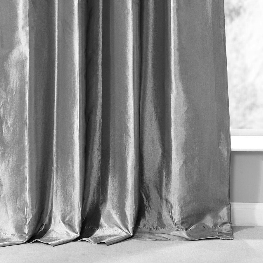 Platinum Ruched Solid Faux Silk Taffeta Curtain - HalfPriceDrapes.com