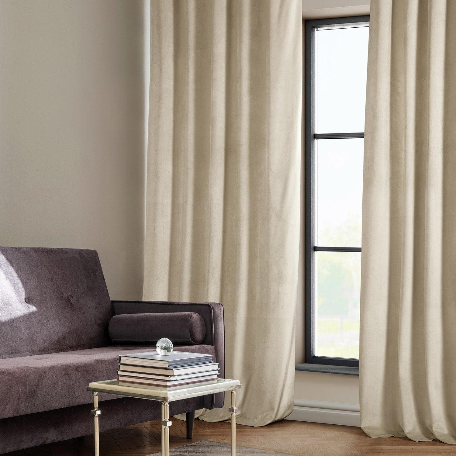 Angora Beige Signature Plush Velvet Hotel Blackout Curtain - HalfPriceDrapes.com