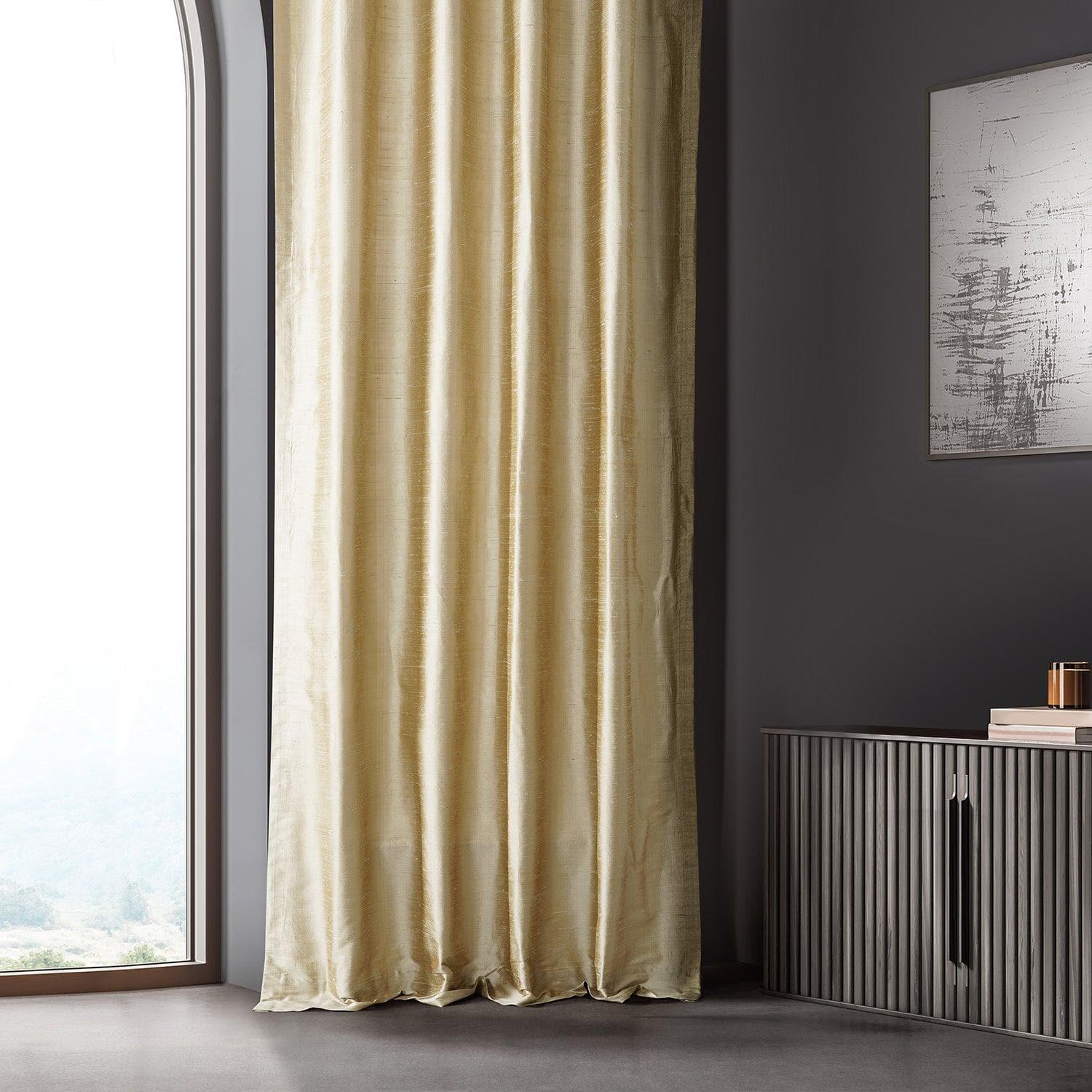 Biscotti Textured Dupioni Silk Room Darkening Curtain | Half Price