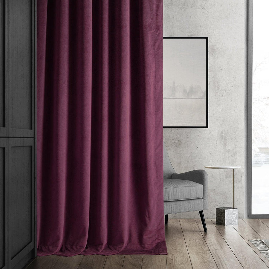 Wine Berry Signature Velvet Room Darkening Curtain Pair (2 Panels) - HalfPriceDrapes.com