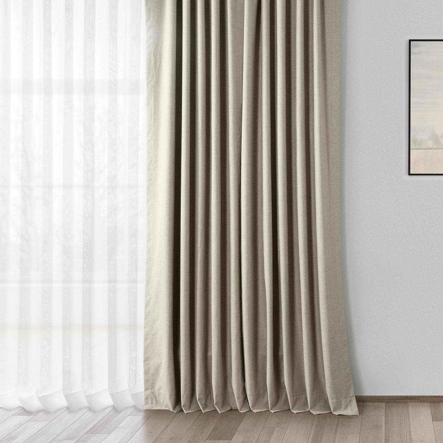 Light Tan Thermal Cross Linen Weave Blackout Curtain - HalfPriceDrapes.com