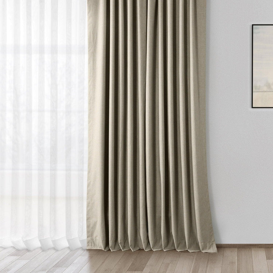 Warm Taupe Thermal Cross Linen Weave Blackout Curtain - HalfPriceDrapes.com