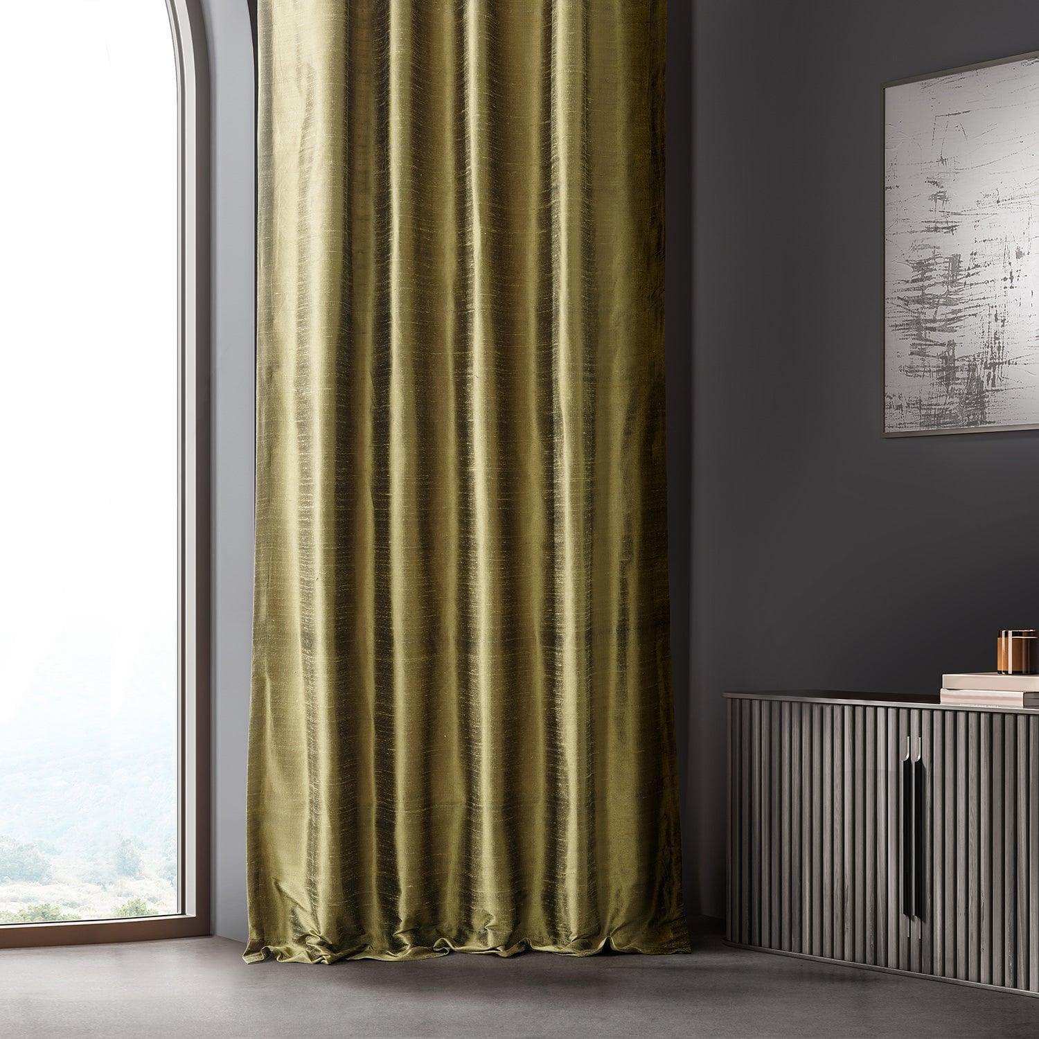 Sconce Gold Textured Dupioni Silk Curtain - HalfPriceDrapes.com
