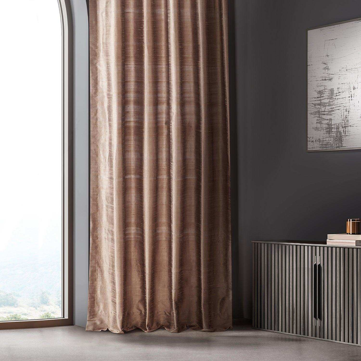 Sugar Maple Textured Dupioni Silk Curtain - HalfPriceDrapes.com