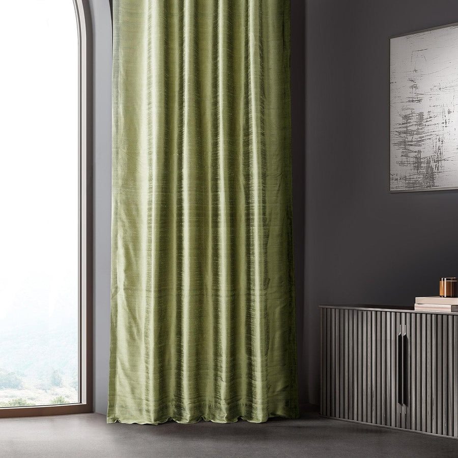 Paradise Green Textured Dupioni Silk Curtain - HalfPriceDrapes.com