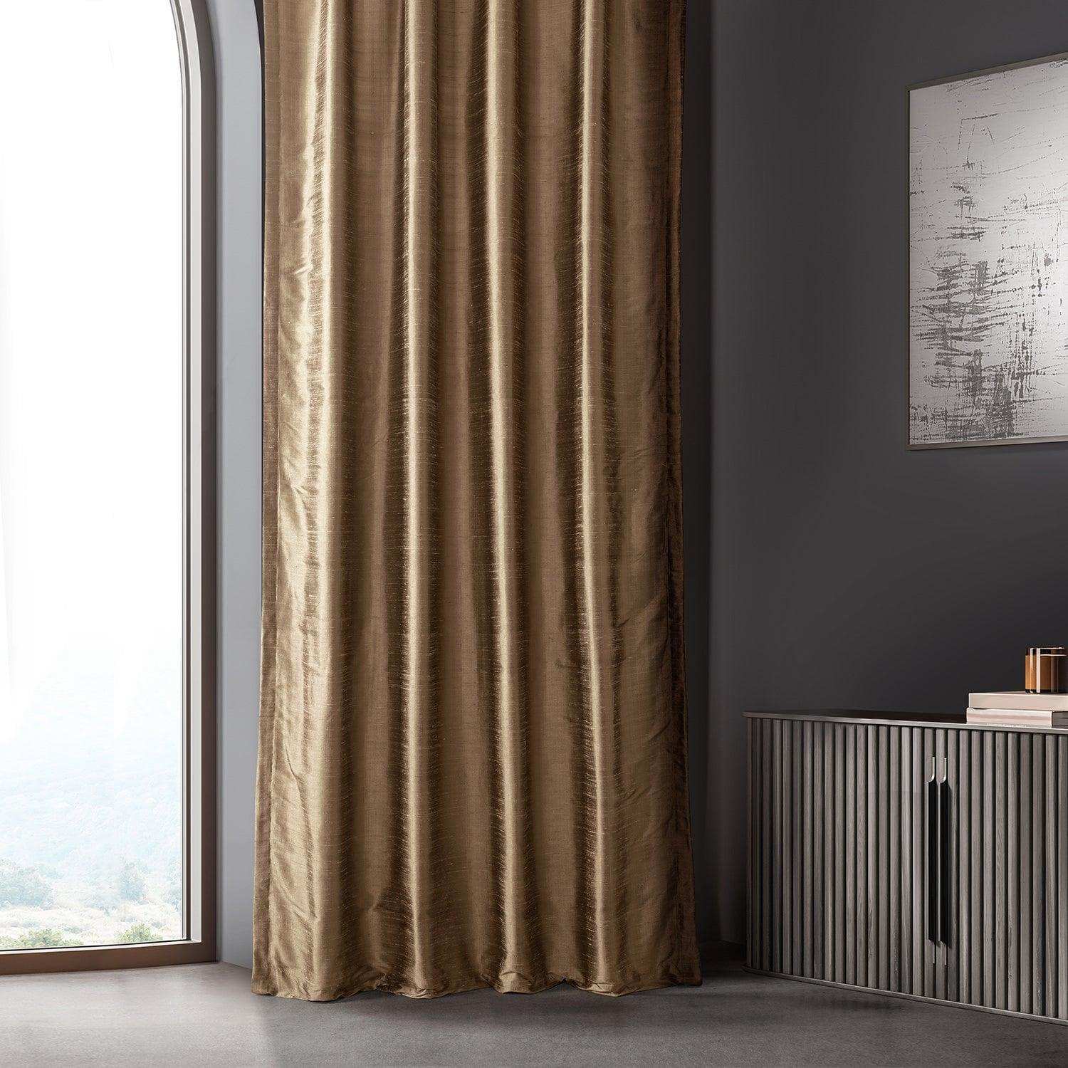 Mocha Textured Dupioni Silk Curtain - HalfPriceDrapes.com