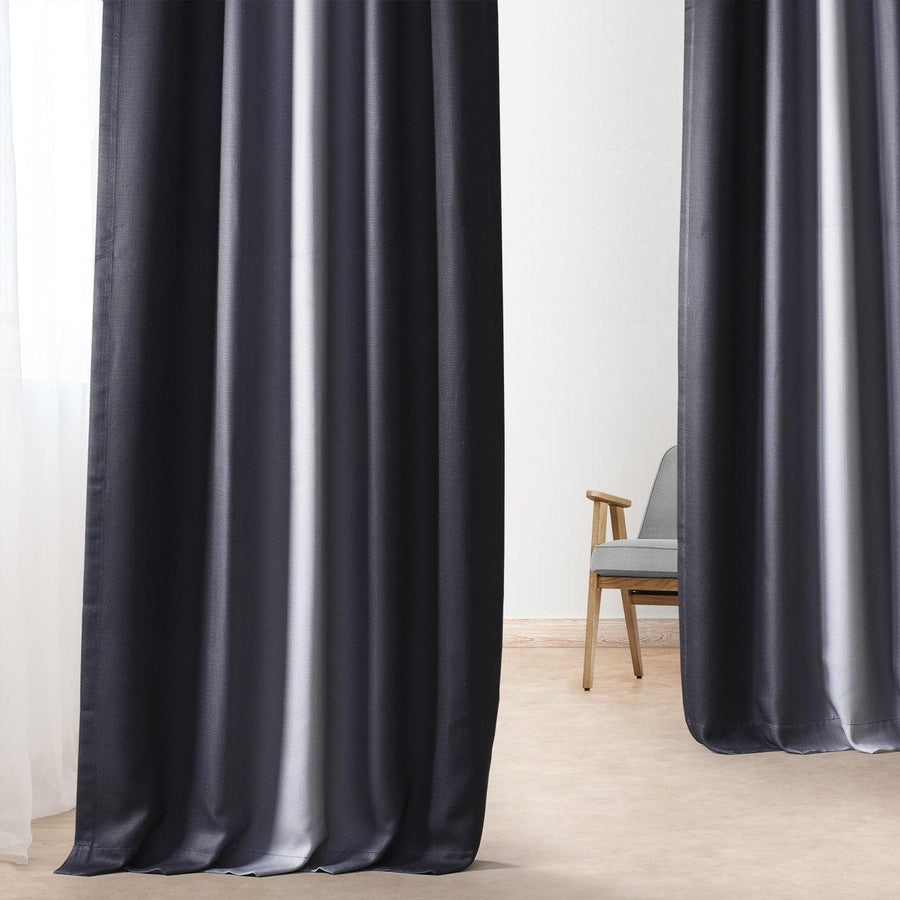 Parallel Grey Printed Faux Linen Room Darkening Curtain - HalfPriceDrapes.com