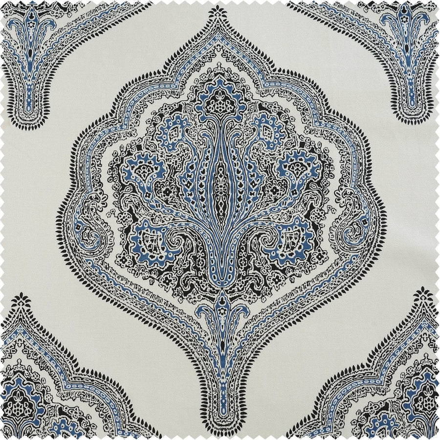 Arabesque Blue Printed Cotton Custom Curtain - HalfPriceDrapes.com