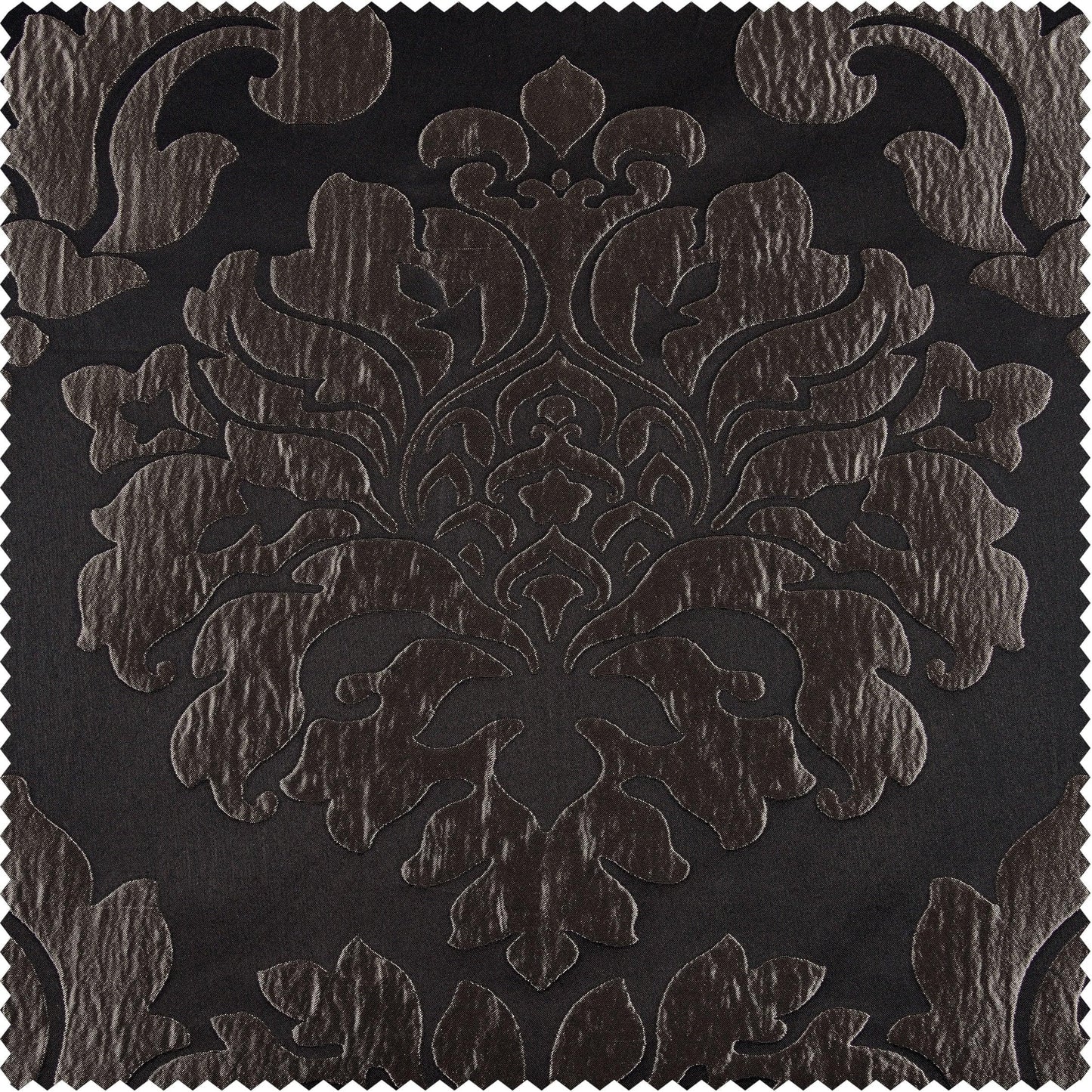 Astoria Black & Pewter Faux Silk Jacquard Custom Curtain - HalfPriceDrapes.com