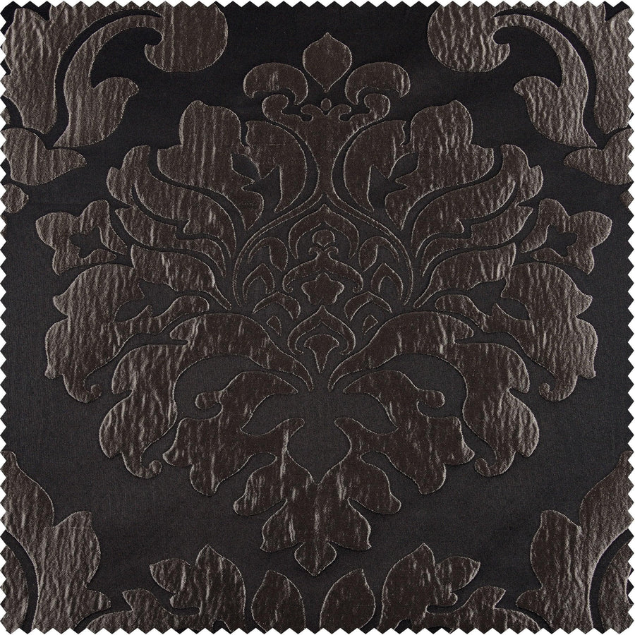 Astoria Black & Pewter Faux Silk Jacquard Custom Curtain - HalfPriceDrapes.com
