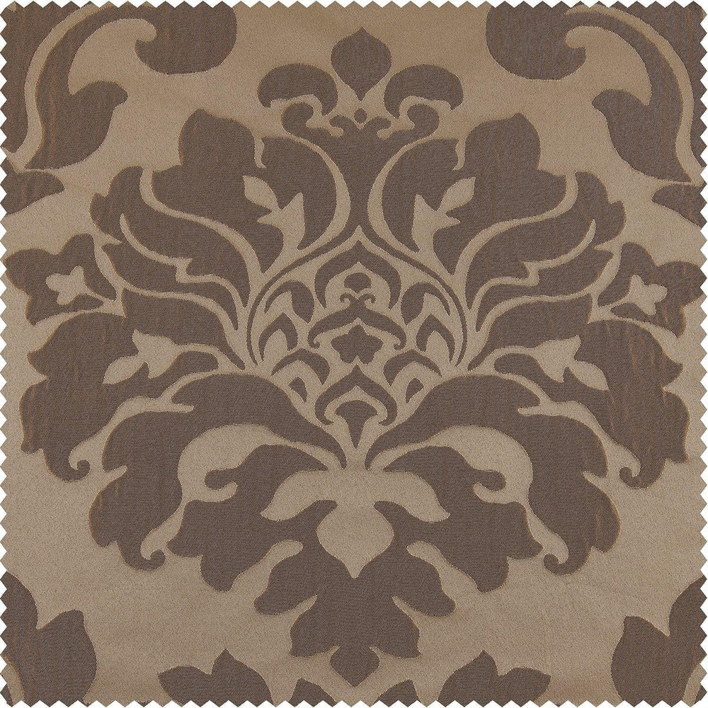 Astoria Taupe & Bronze Faux Silk Jacquard Custom Curtain - HalfPriceDrapes.com