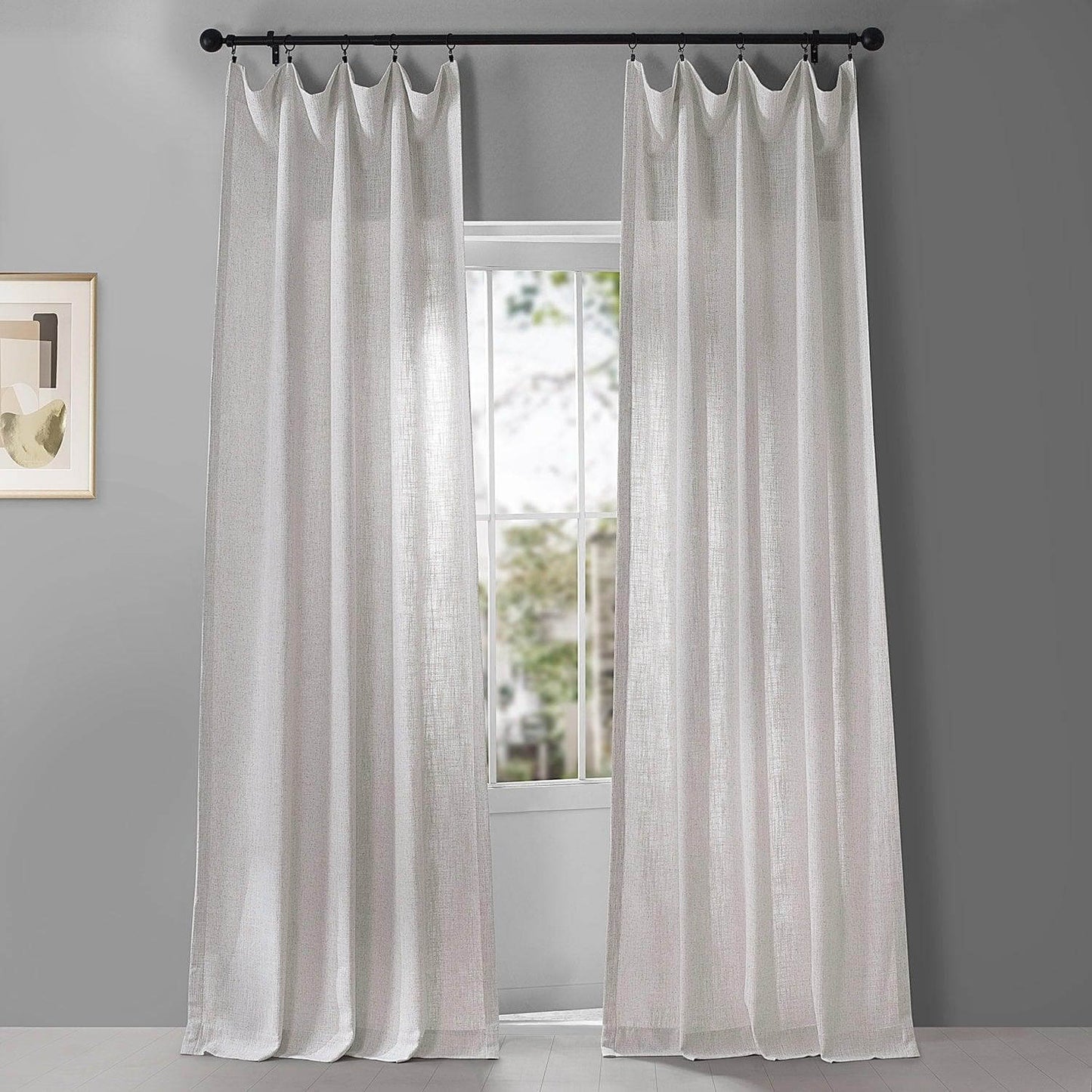 Bliss White Heavy Belga Faux Linen Curtain