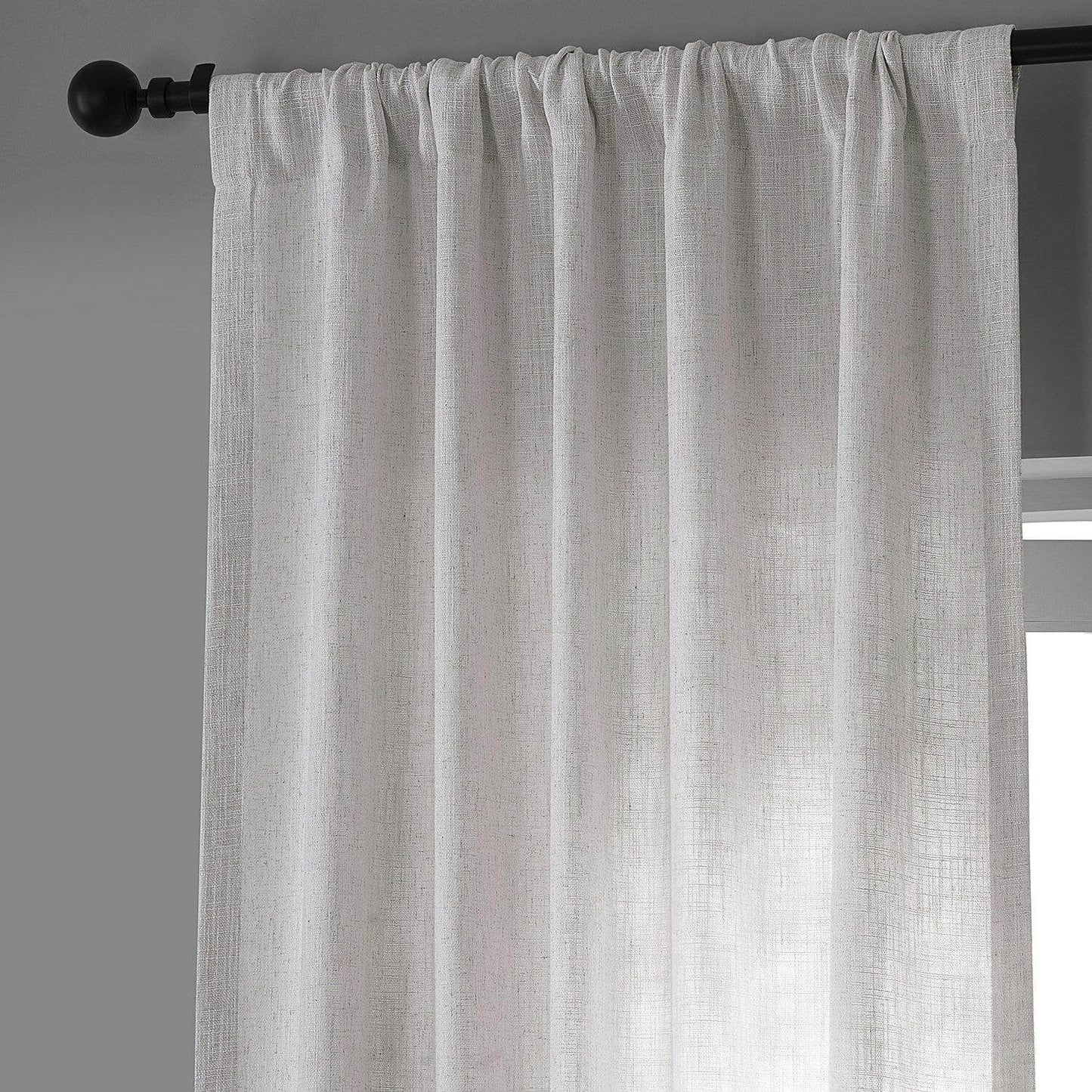 Bliss White Heavy Belga Faux Linen Curtain