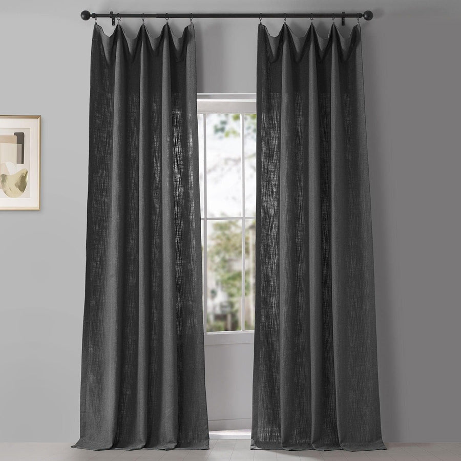 Lead Grey Heavy Belga Faux Linen Curtain