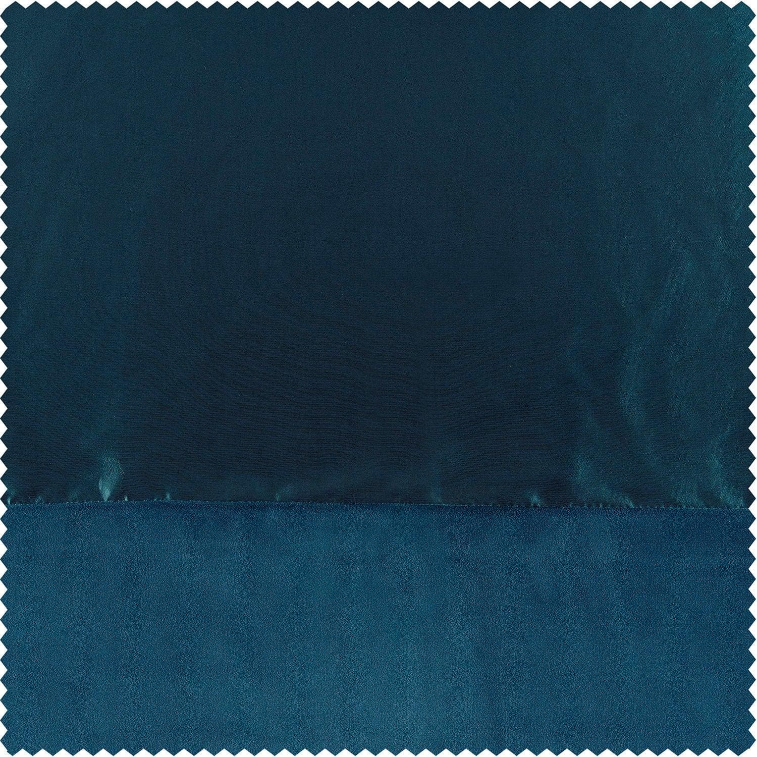 Banded Mediterranean Faux Silk Taffeta & Alavon Blue Plush Velvet Bordered Room Darkening Curtain