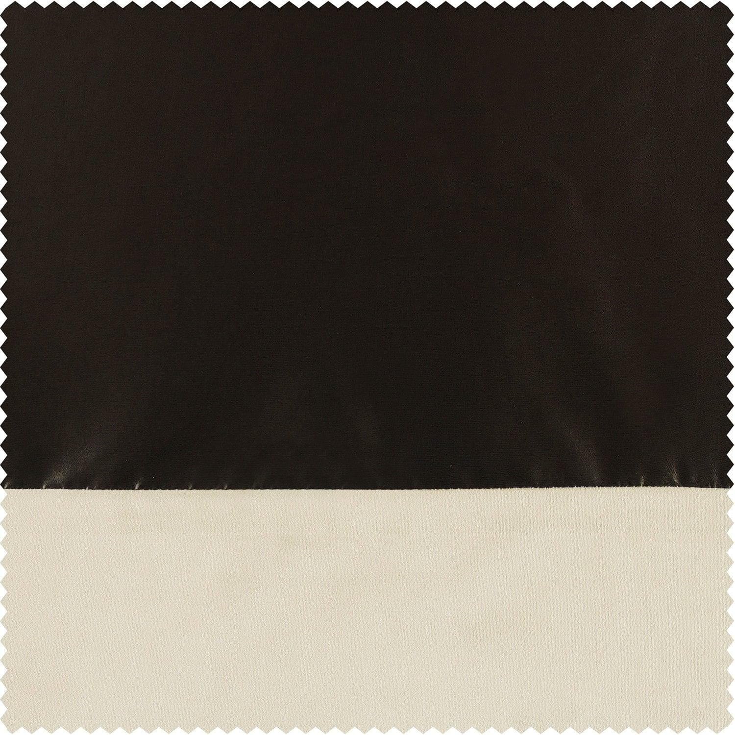 Banded Java Faux Silk Taffeta & Au Lait Creme Plush Velvet Bordered Room Darkening Curtain