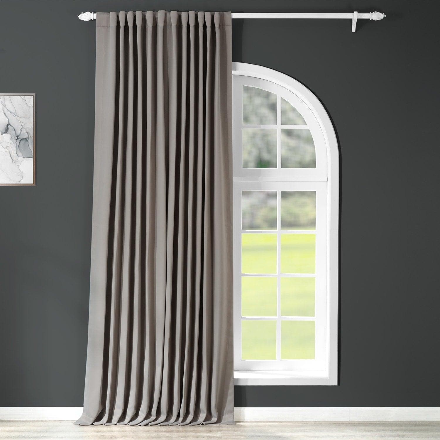 Neutral Grey Extra Wide Room Darkening Curtain