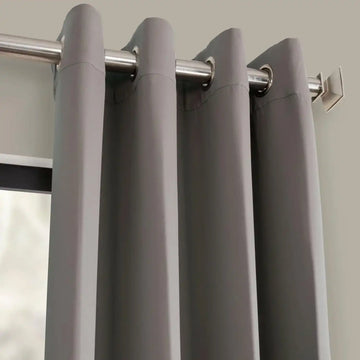 Neutral Grey Grommet Room Darkening Curtain