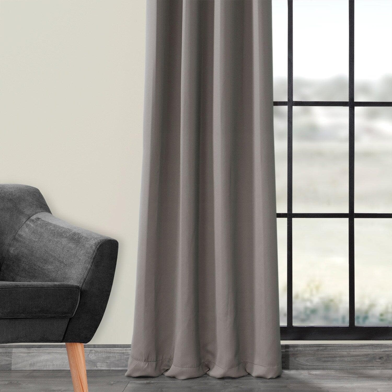Neutral Grey Room Darkening Curtain