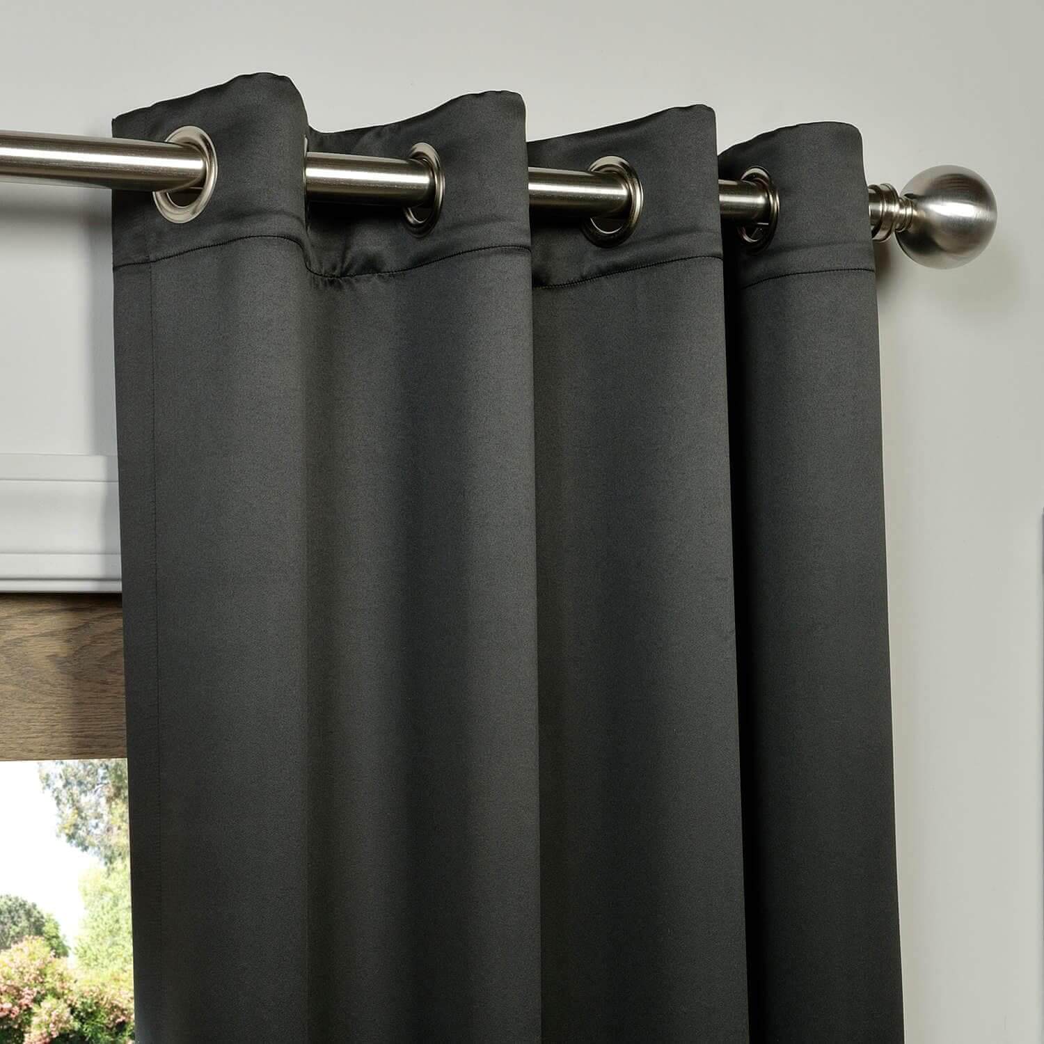 Jet Black Grommet Room Darkening Curtain