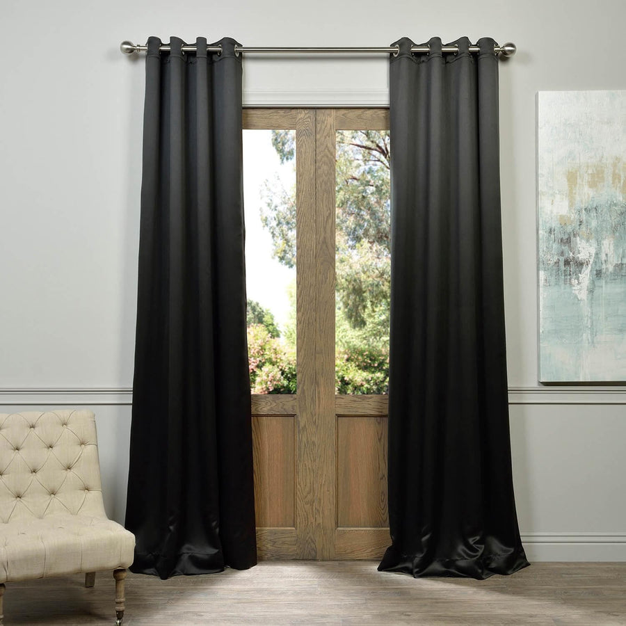 Jet Black Grommet Room Darkening Curtain