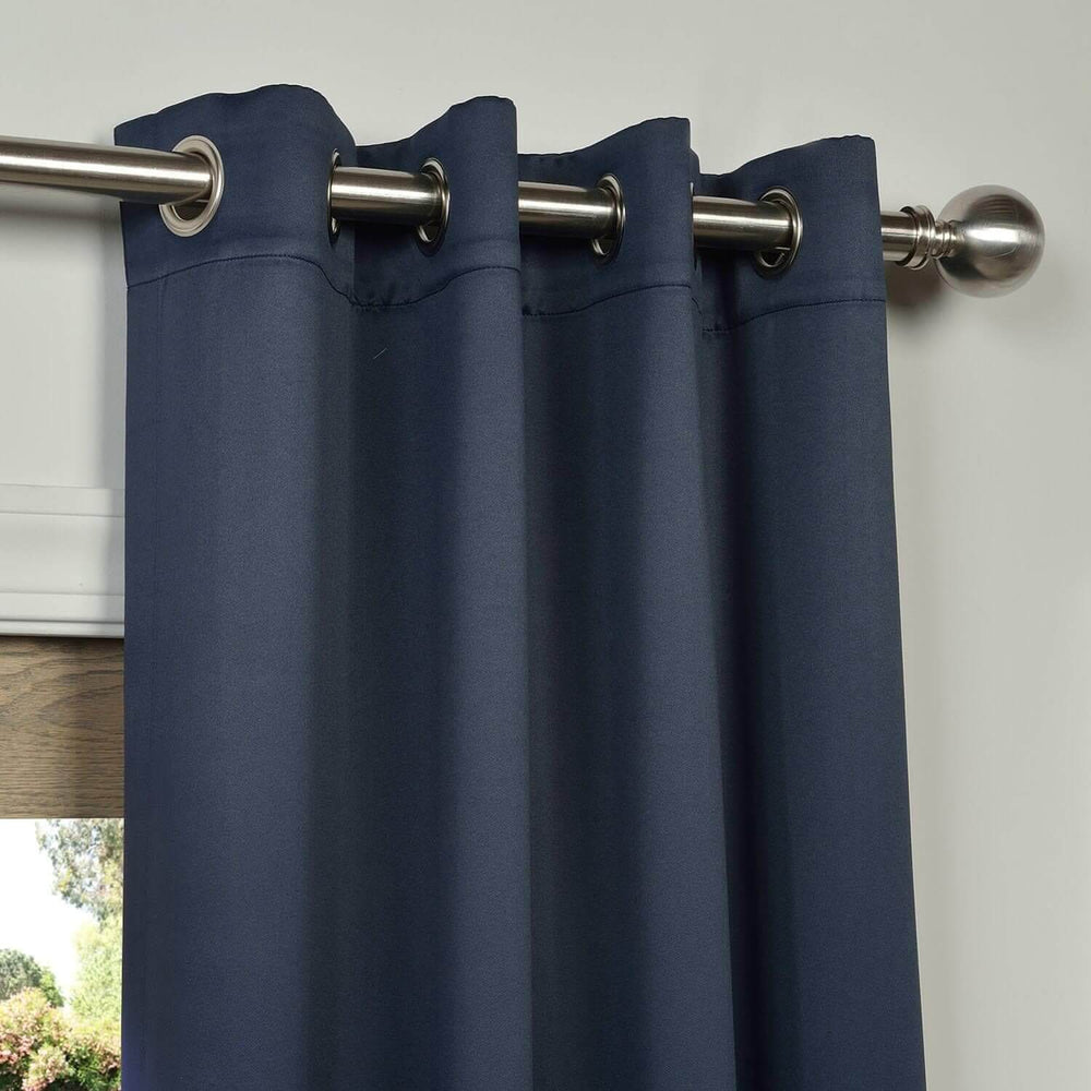 Navy Blue Grommet Room Darkening Curtain