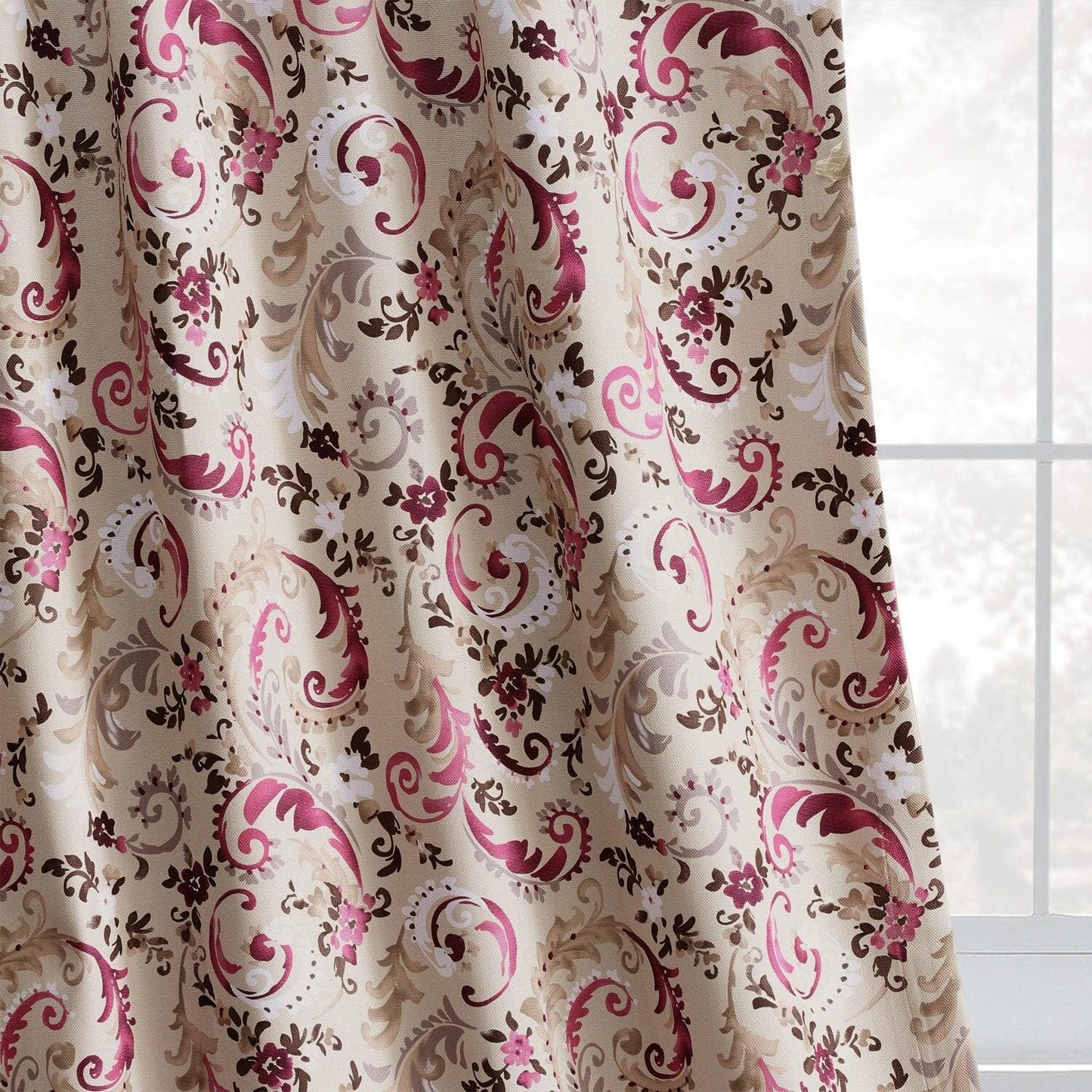 Sonoma Cabernet Printed Faux Linen Room Darkening Curtain