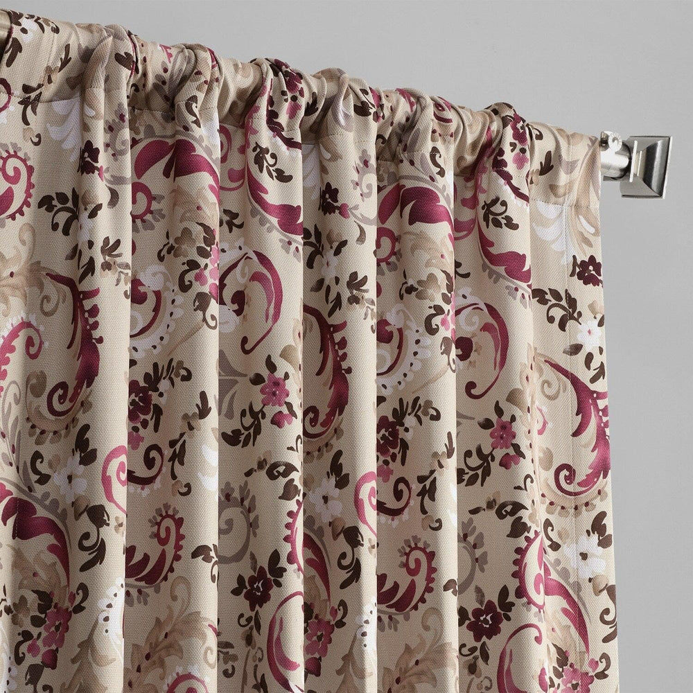 Sonoma Cabernet Printed Faux Linen Room Darkening Curtain