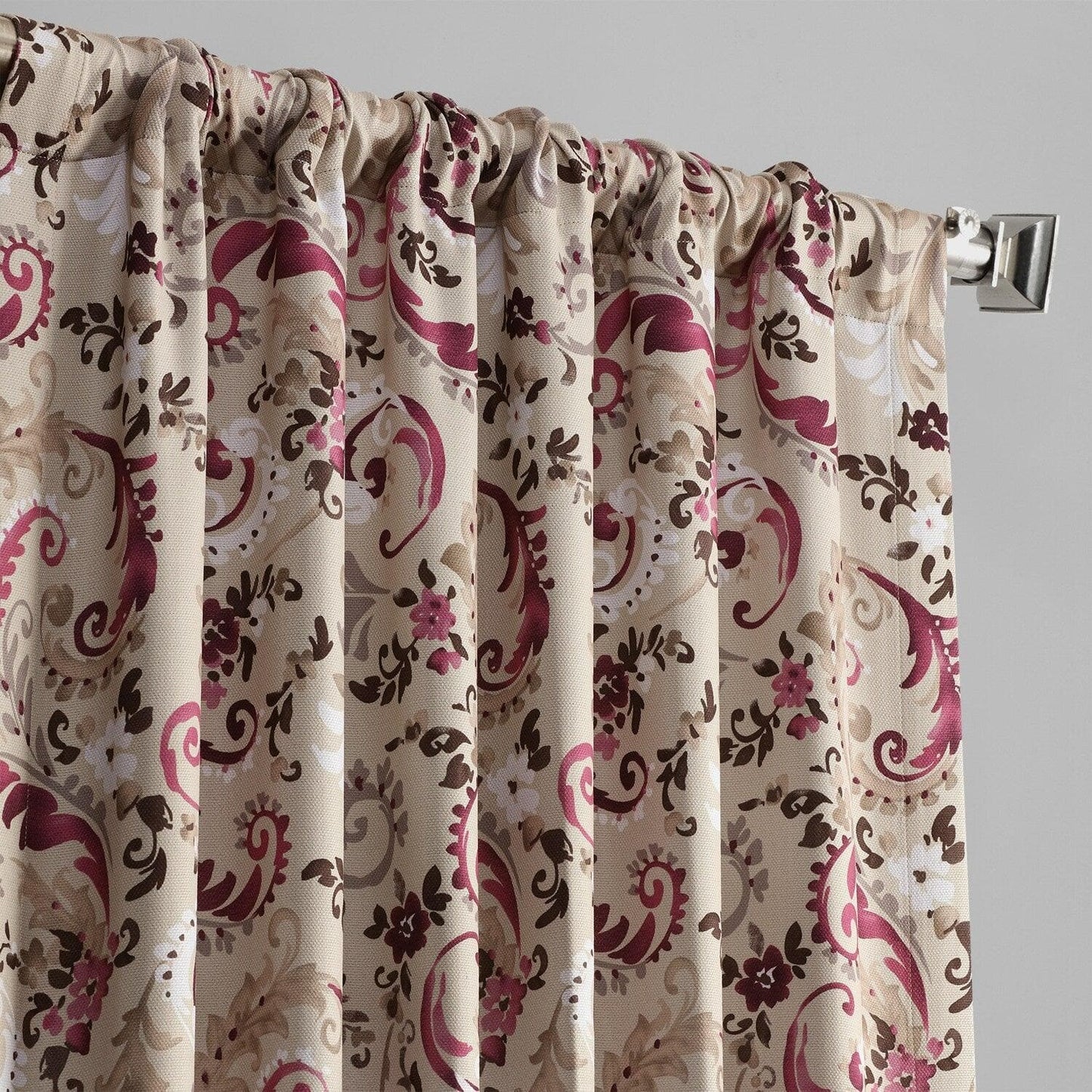 Sonoma Cabernet Printed Faux Linen Room Darkening Curtain